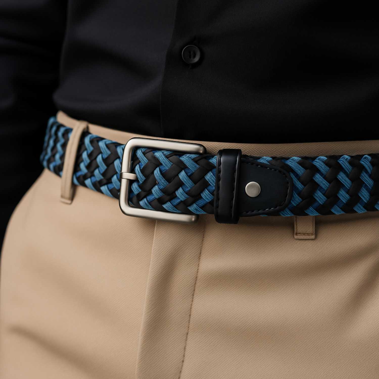 Cintura Da Uomo Luxury Vero Cuoio Intrecciato - immagine 9