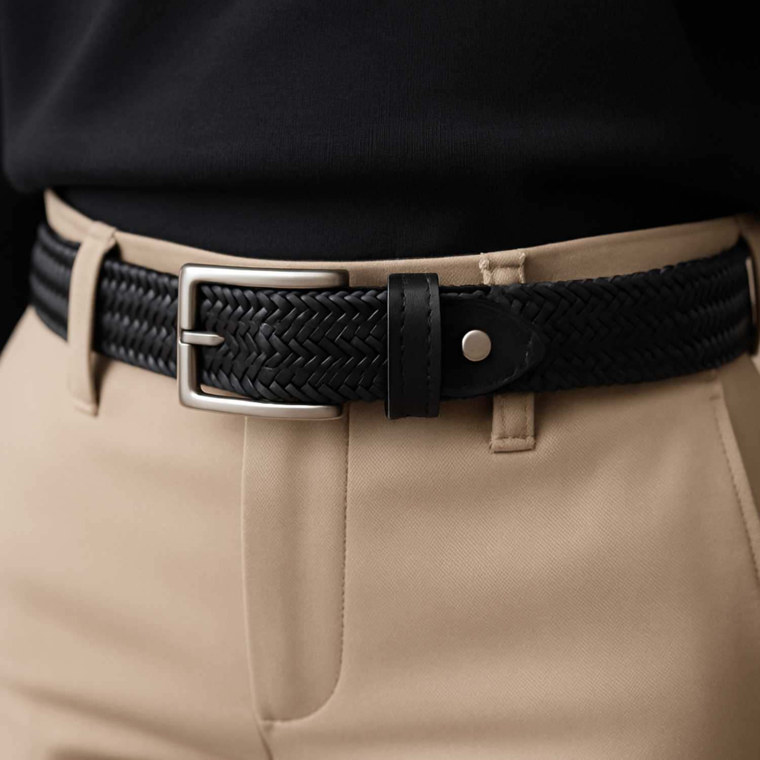 Cintura Da Uomo Luxury Vero Cuoio Intrecciato - immagine 4