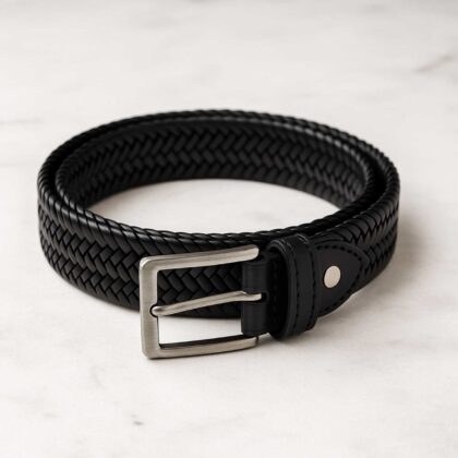 Cintura Da Uomo Luxury Vero Cuoio Intrecciato