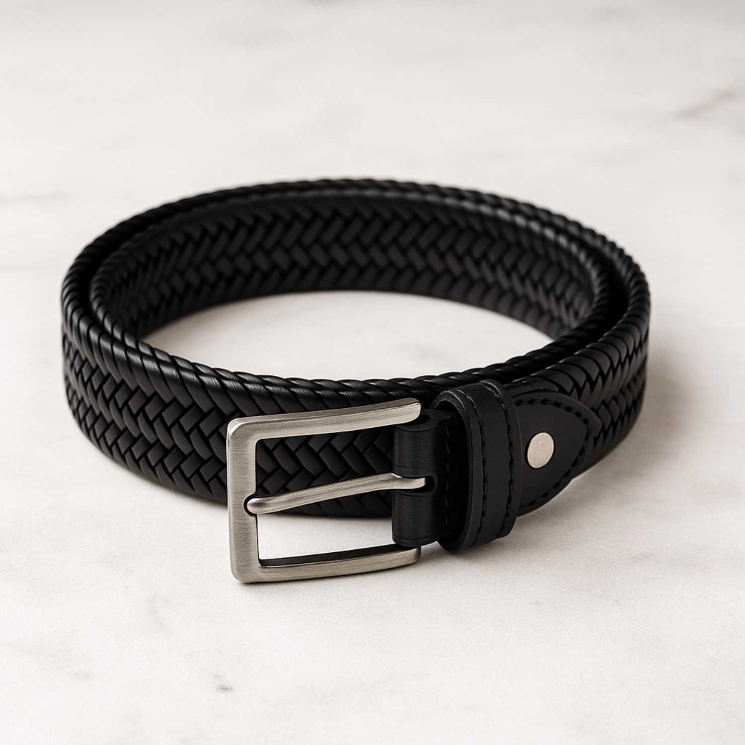 Cintura Da Uomo Luxury Vero Cuoio Intrecciato