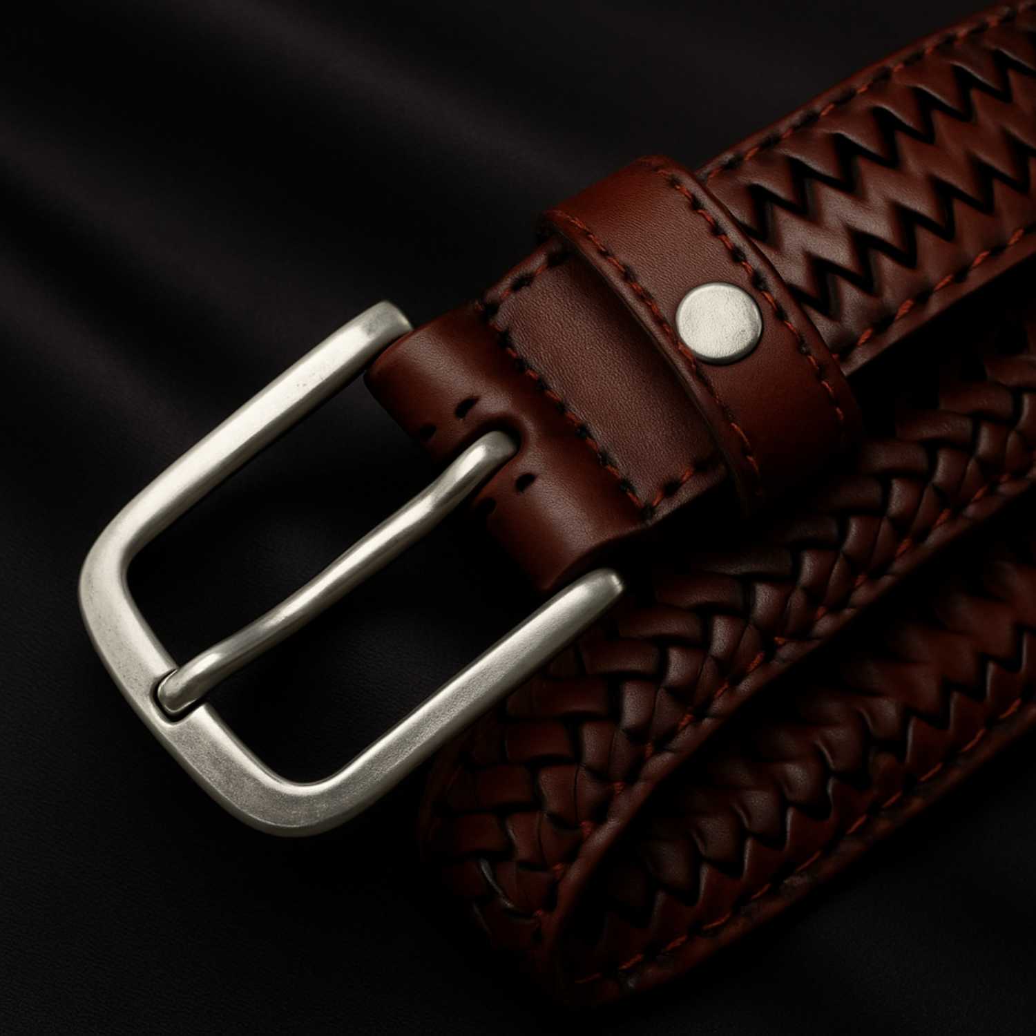 Cintura Da Uomo Luxury Vero Cuoio Intrecciato - immagine 5