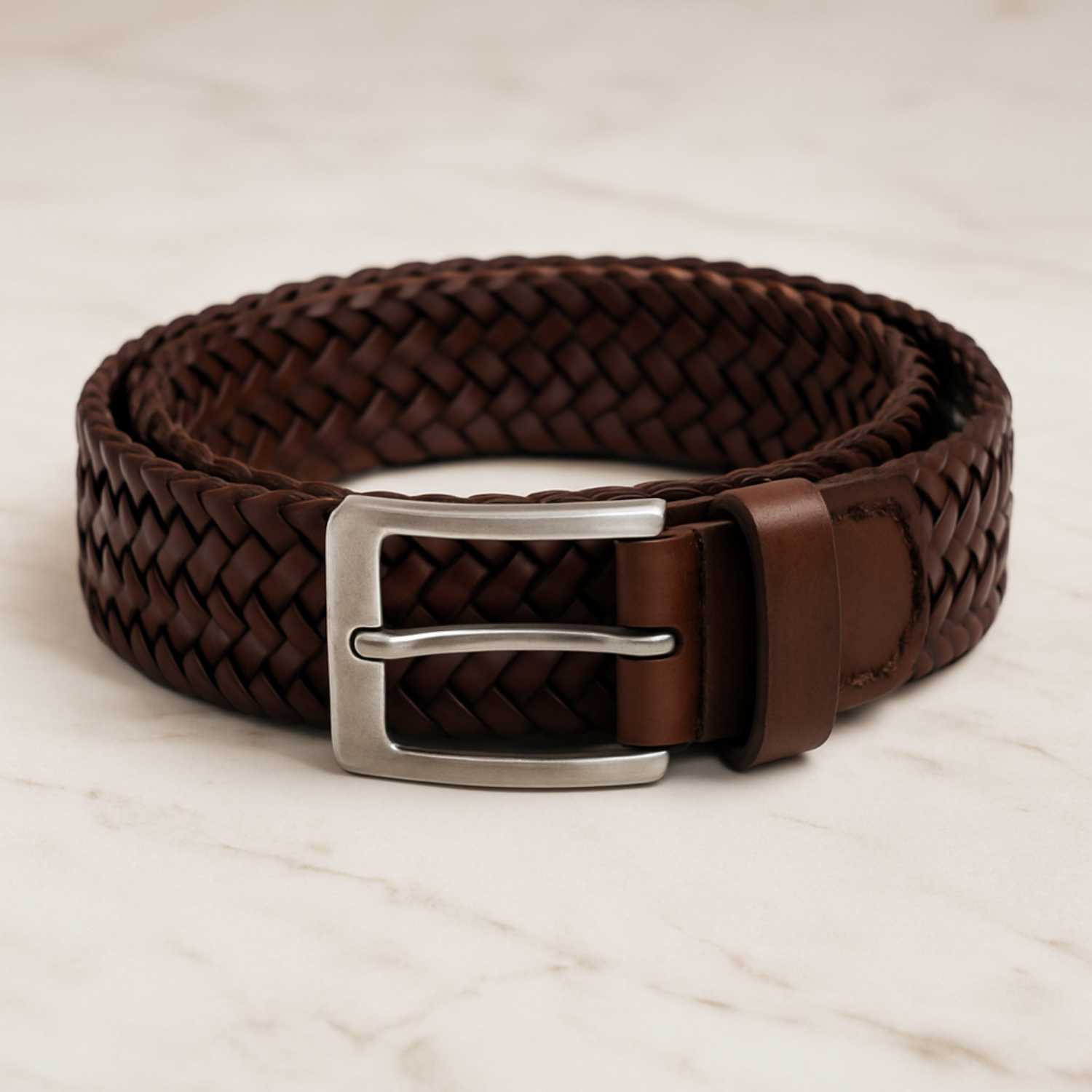 Cintura Da Uomo Luxury Vero Cuoio Intrecciato - immagine 6