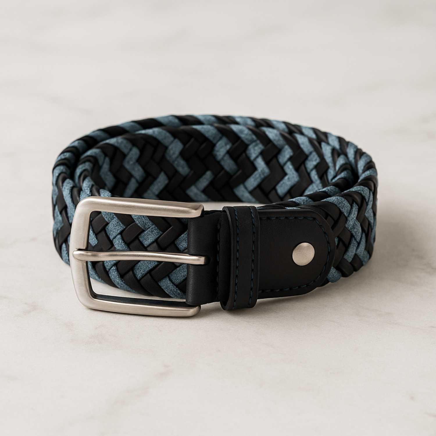 Cintura Da Uomo Luxury Vero Cuoio Intrecciato - immagine 7